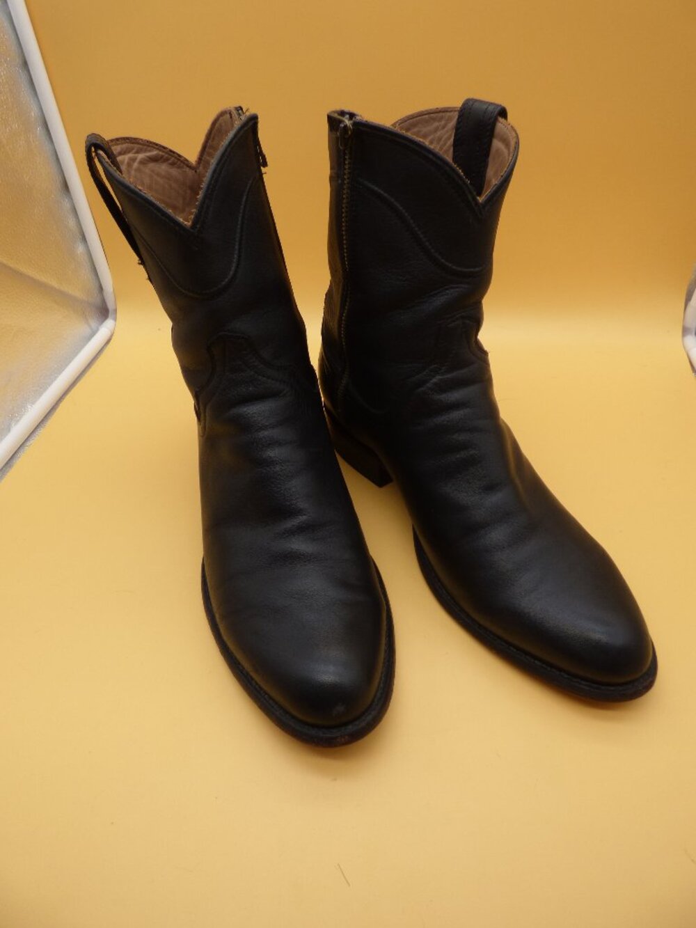 Tecovas The Dean Black Cowhide Leather Zip Western Boots 11 EE Wide